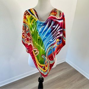 Christian Audigier 💯 silk vintage Scarf Poncho Top